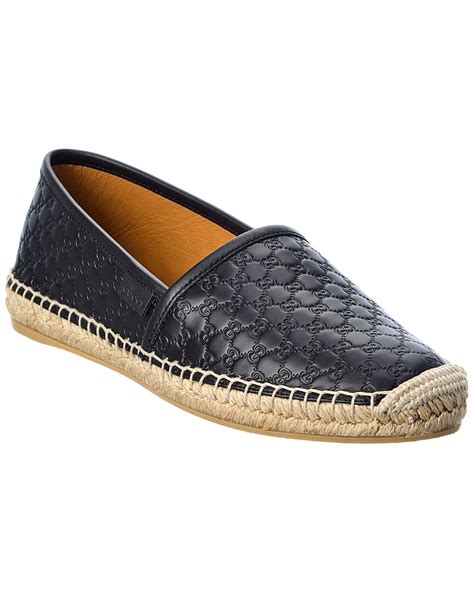 gg leather espadrille in black.